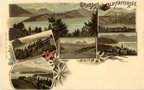 Gruss vom Vierwaldstättersee - Vitznau - Litho -180668