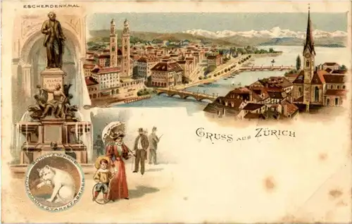 Gruss aus Zürich - Litho -187338