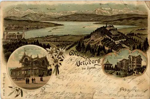 Gruss vom Uetliberg bei Zürich - Litho -187358