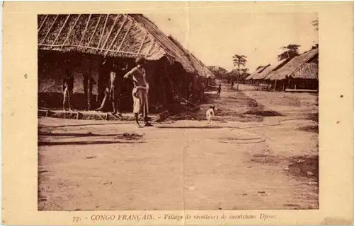 Congo - Village de recolteurs de caoutchouc Djems -182904