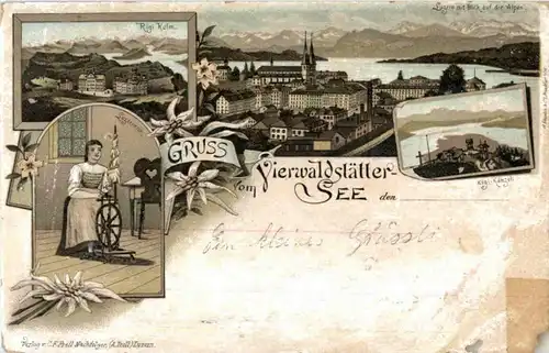 Luzern - Gruss vom Vierwaldstätter See - Litho -139044