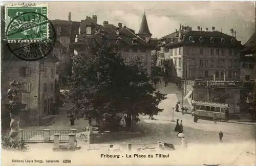 Fribourg - La Place du Tilleul mit Tam -177322