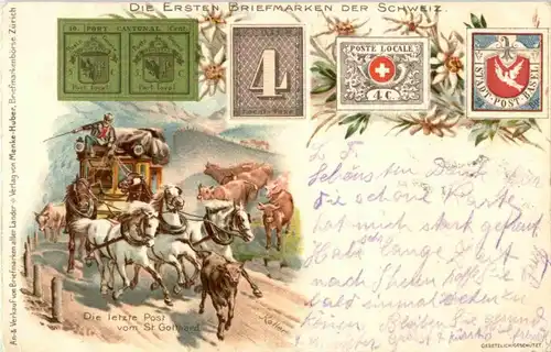 Die ersten Briefmarken der Schweiz - Litho - Postkutsche -139304