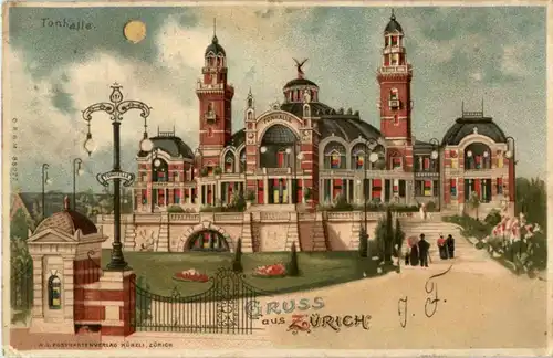 Zürich Tonhalle Mondscheinkarte -176962