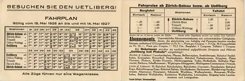 Uetliberg Bahn Fahrplan 1926 -175924