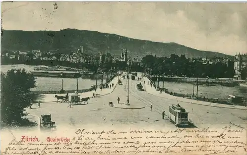 Zürich - Quaibrücke mit Tram -176692