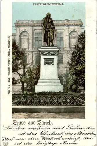 Gruss aus Zürich - Pestalozzi Denkmal -176182