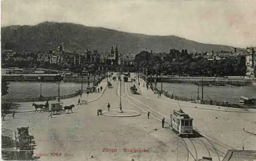 Zürich - Quaibrücke mit Tram -176740