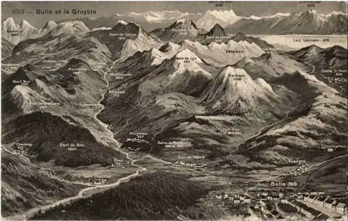 Panoramakarte Gruyeres Bulle -177944