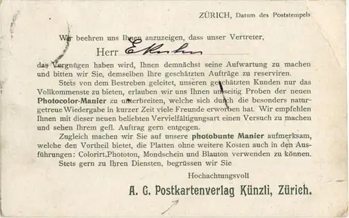 Gruss aus Zürich - Postkarten Verlag Künzli siehe Rückseite -176588