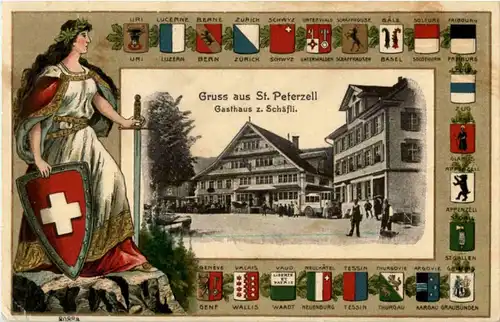Gruss aus St. Peterzell - Prägekarte Litho -185000