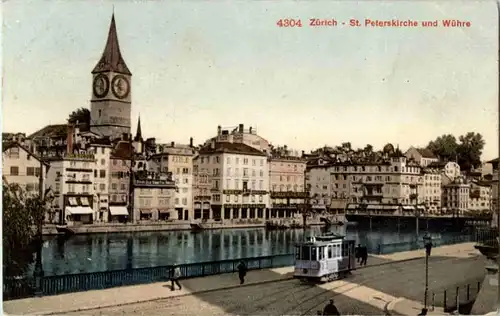 Zürich - St. Peterkirche mit Tram -143226