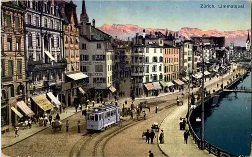 Zürich - Limmatquai mit Tram -181094