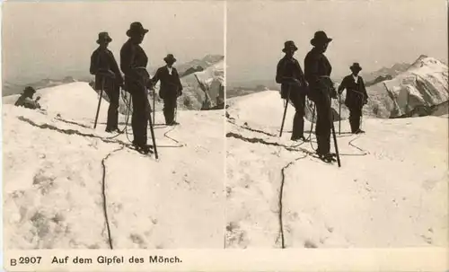 Auf dem Gipfel des Mönch - Stereokarte -144632