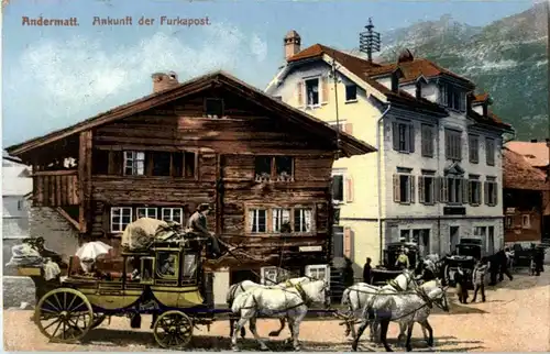 Andermatt - Ankunft der Kurkapost - Postkutsche -180916