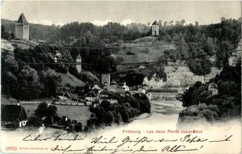 Fribourg - Les deux Ponts suspendus -146064