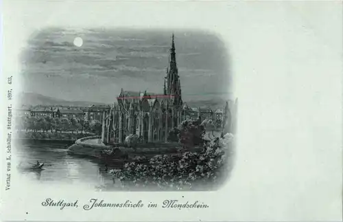 Stuttgart - Johanneskirche im Mondschein -146198