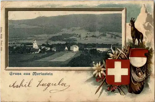 Gruss aus Mariastein - Prägekarte Litho -186095