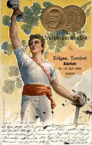 Zürich - Eidg. Turnfest 1903 - Litho - Prägekarte -186133