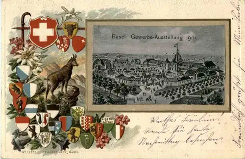 Basel Gewerbeausstellung 1901 - Prägekarte - Litho -186531