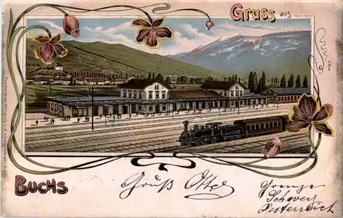 Gruss aus Buchs - Litho Bahnhof -185949