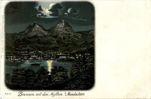 Brunnen bei Mondschein - Litho -186527