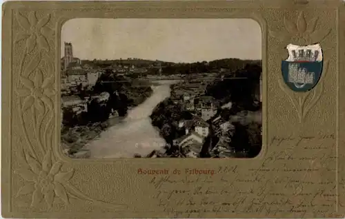 Souvenir de Fribourg - Prägekarte -186355