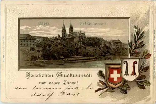 Basel - Litho - Prägekarte -186287