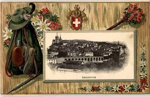 Lausanne - Litho Prägekarte -184328