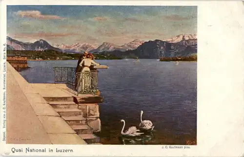 Luzern - Quai National - Künstlerkarte J. C. Kaufmann -153236