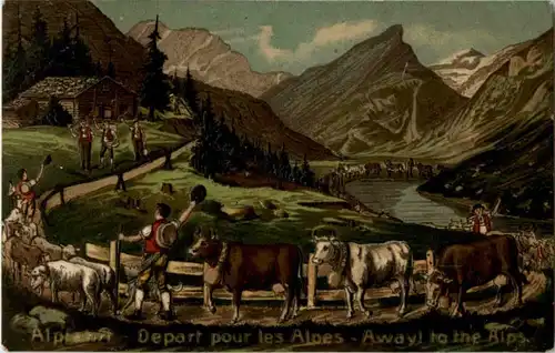 Alpfahrt - Prägekarte - Kühe -188512
