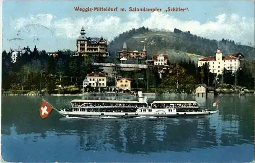 Weggis Mitteldorf mit Salondampfer Schiller -153278