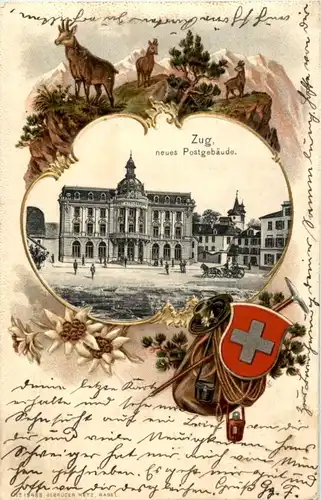 Zug - Neues Postgebäude - Prägekarte -181670