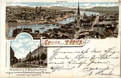 Gruss aus Zürich - Seidenhaus Braunschweig -Litho -193242