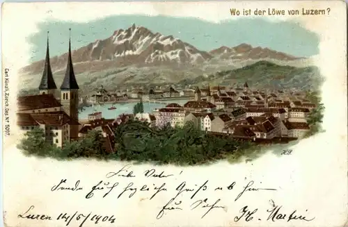 Luzern - Wo ister Löwe? - Litho -194266