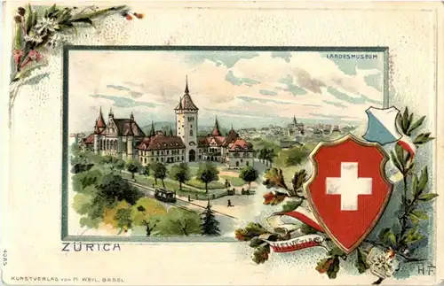 Gruss aus Zürich - Litho - Prägekarte -193406