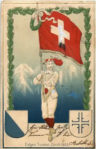 Zürich - Turnfest 1903 - Litho Prägekarte -193198