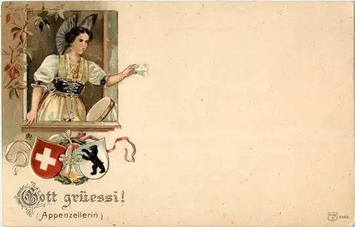 Gott grüessi - Litho - Prägekarte -188530