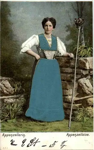 Appenzellerin mit Seidenrock - Prägekarte -188450