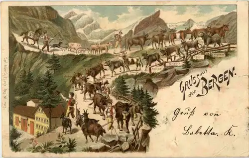 Gruss aus den Bergen - Litho -188510