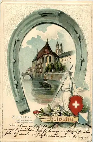 Gruss aus Zürich - Litho - Prägekarte -193556
