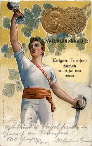 Zürich - Zurnfest 1903 - Litho Prägekarte -193346