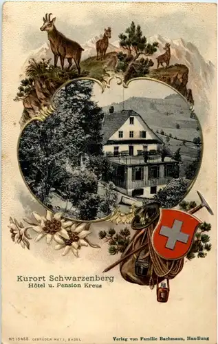 Schwarzenberg . Hotel Kreux - Litho Prägekarte -194728
