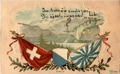Zürich - Litho - Prägekarte -189820