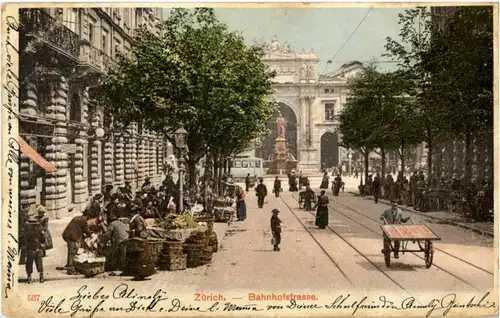 Zürich - Bahnhofstrasse mit Markt -189948