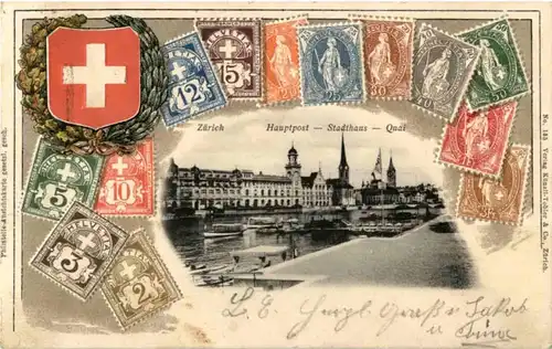 Gruss aus Zürich- Briefmarken - Litho -190604