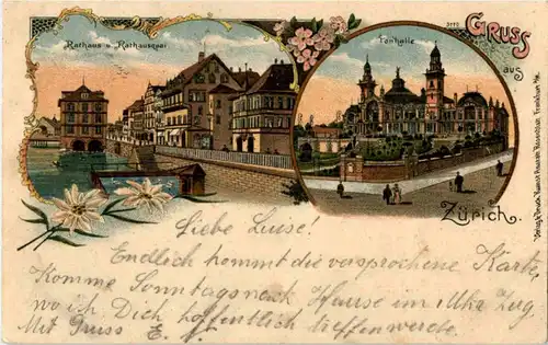 Gruss aus Zürich - Litho -190628
