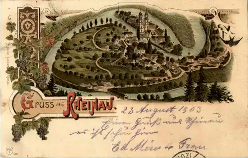 Gruss aus Rheinau - Litho -190256