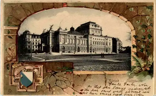 Zürich Stadttheater - Litho - Prägekarte -190440