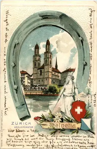 Zürich - Hufeisen - Litho - Prägekarte -190592